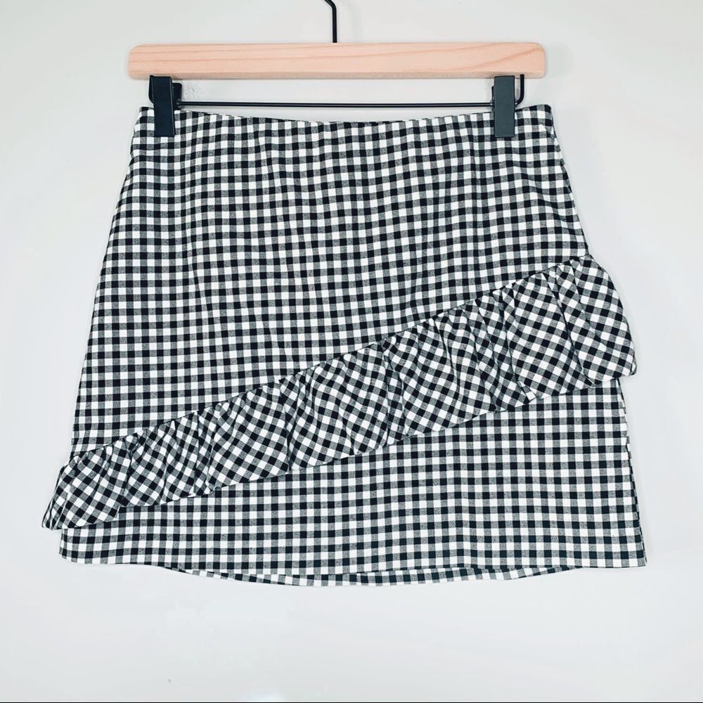 Streetwear society checkered ruffle mini skirt
